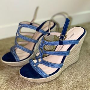 Braided Blue Jean Wedges